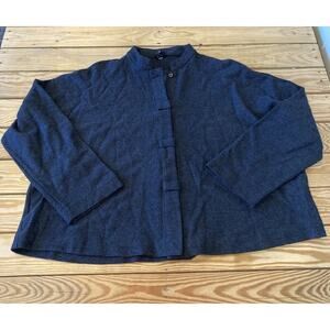 Eileen Fisher Button Front Wool Top Size Medium Women’s Grey